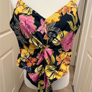 L*Space Eco chic Blue Floral One Piece with Twist Front Detail NWT XL